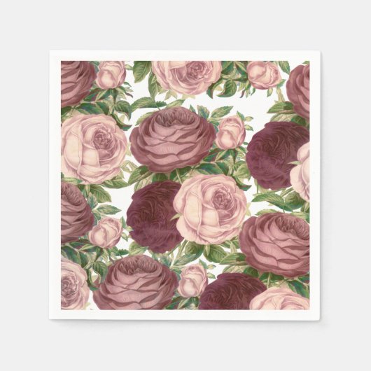  land - chic burgundy roze roze bloemen servet (Voorkant)