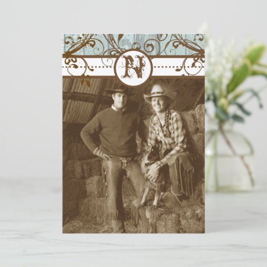 Land Chic Chocolate Mint Rustic Barn Wood Kaart (Staand voorkant)