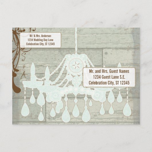 Land Chic Chocolate Mint Rustic Sparen de Datum Aankondigingskaart (Achterkant)