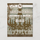 Land Chic Chocolate Mint Rustic Sparen de Datum Aankondigingskaart (Voorkant)