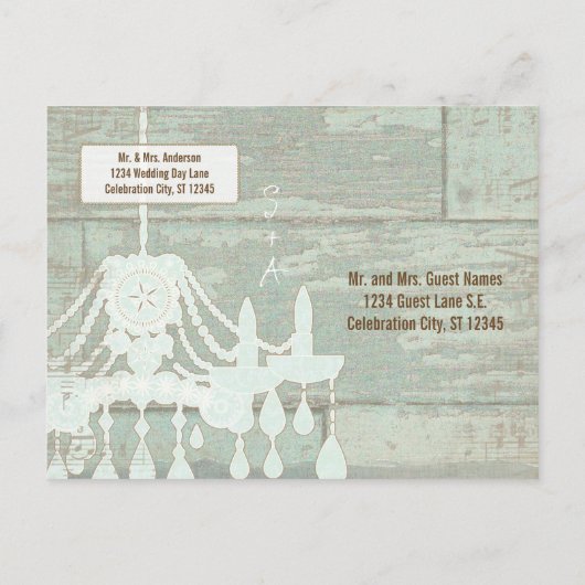 Land Chic Chocolate Mint Rustic Sparen de Datum Aankondigingskaart (Achterkant)