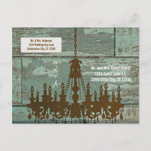 Land Chic Chocolate Mint Rustic Sparen de Datum Aankondigingskaart (Achterkant)