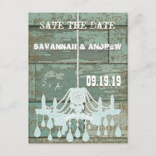 Land Chic Chocolate Mint Rustic Sparen de Datum Aankondigingskaart
