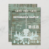 Land Chic Chocolate Mint Rustic Sparen de Datum Aankondigingskaart (Voorkant / Achterkant)