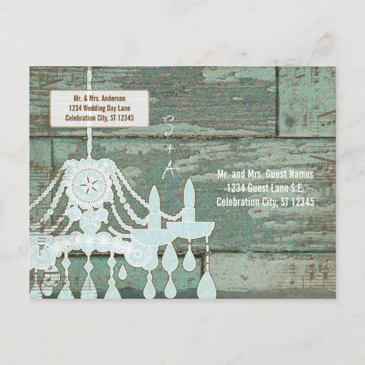 Land Chic Chocolate Mint Rustic Sparen de Datum Aankondigingskaart (Achterkant)