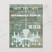 Land Chic Chocolate Mint Rustic Sparen de Datum Aankondigingskaart (Voorkant)