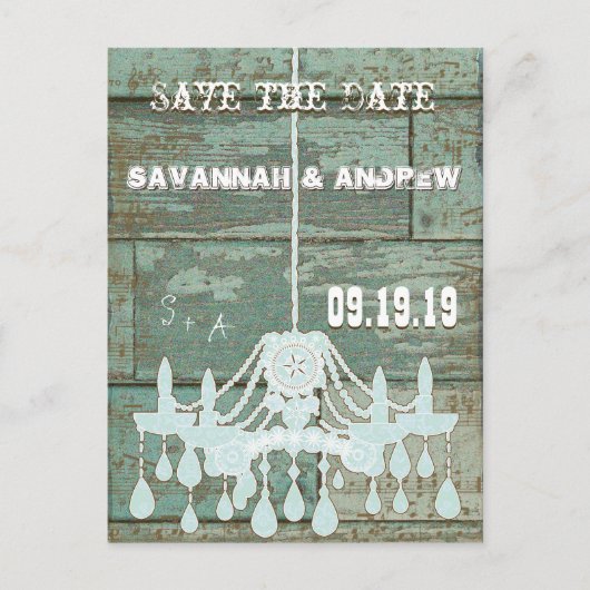 Land Chic Chocolate Mint Rustic Sparen de Datum Aankondigingskaart (Voorkant)