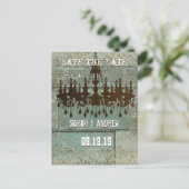 Land Chic Chocolate Mint Rustic Sparen de Datum Aankondigingskaart (Staand voorkant)