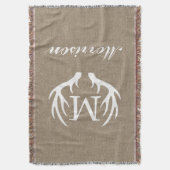 Land Chic Faux Burlap White Deer Antlers Deken (Voorkant Verticaal)