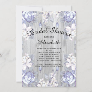 Land Chic Floral Wood Bridal Shower Kaart
