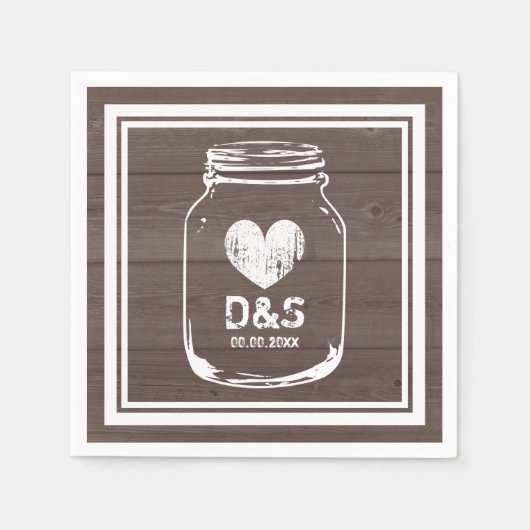  land chic mason jar bruiloft servetten (Voorkant)