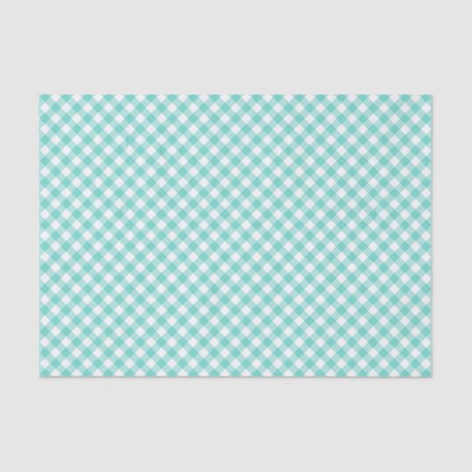 Land Chic Pastel Mint Turquoise Gingham Tissuepapier (Voorkant)