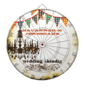 Land Chic Rustic Chandelier Wedding Dart Board Dartbord (Voorkant)