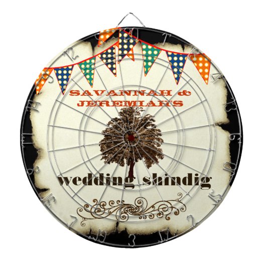 Land Chic Rustic Wedding Dart Board Dartbord (Voorkant)