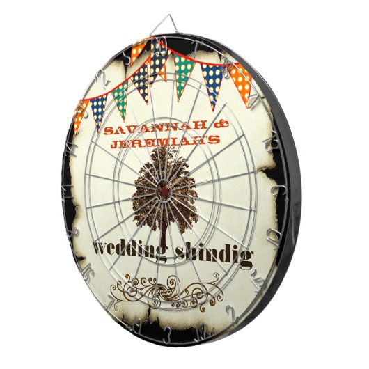 Land Chic Rustic Wedding Dart Board Dartbord (Voorkant Rechts)