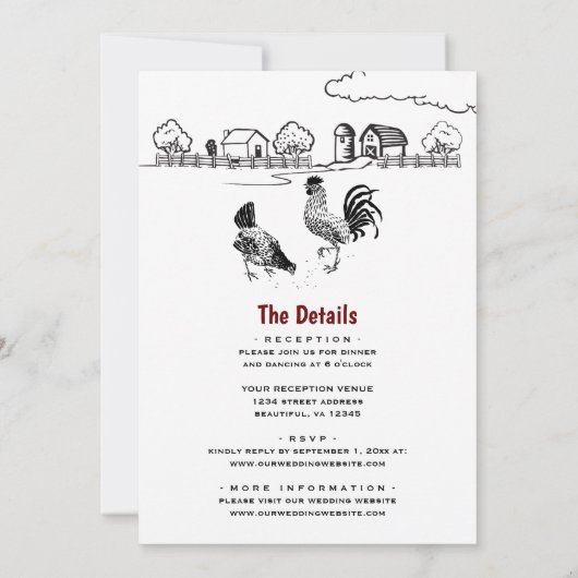 Land Chicken Boerderij All-in-One Weddenschap Kaart (Achterkant)