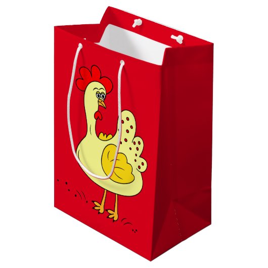 Land Chicken cartoon medium gift bag Cadeauzakje (Voorkant Gekanteld)