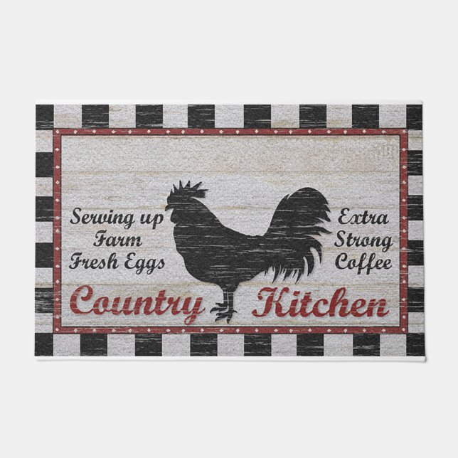 Land Chicken Doormat, Retro Countryside  Deurmat (Voorkant)