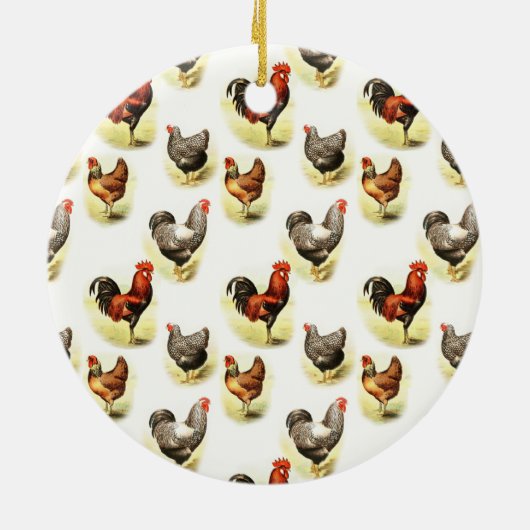 Land Chicken Pattern Keramisch Ornament (Achterkant)