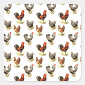 Land Chicken Pattern Vierkante Sticker (Voorkant)