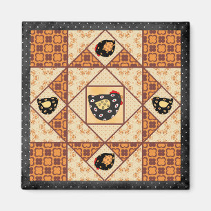Land Chicken Quilt Patch Magnet