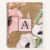 Land Chique Floral Burlap Monogram Notitieboek (Voorkant)