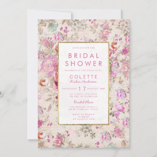  land chique roze bloemig Vrijgezellenfeest Kaart (Voorkant)