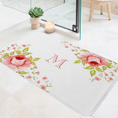 Land Chique Roze Rozen Hoek Motief Monogram Badmat