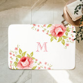 Land Chique Roze Rozen Hoek Motief Monogram Badmat