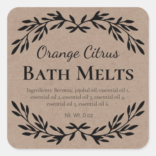 Land Citrus DIY Bath Melt Kraft Labels (Voorkant)