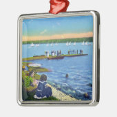 Land Club Uitzicht Sailboot Regatta # 2 Metalen Ornament (Links)