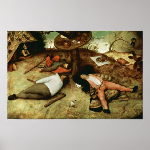Land Cockaigne van Pieter Bruegel de Ouder Poster