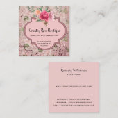 Land Cottage  Rustic Floral Vierkante Visitekaartje (Voorkant / Achterkant)