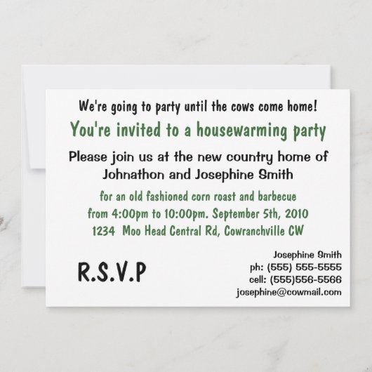 Land Cow Housewarming Party Kaart (Achterkant)