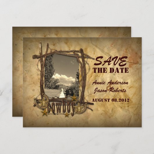  land cowboy Bewaar de datum fotokaart Aankondigingskaart (Voorkant / Achterkant)