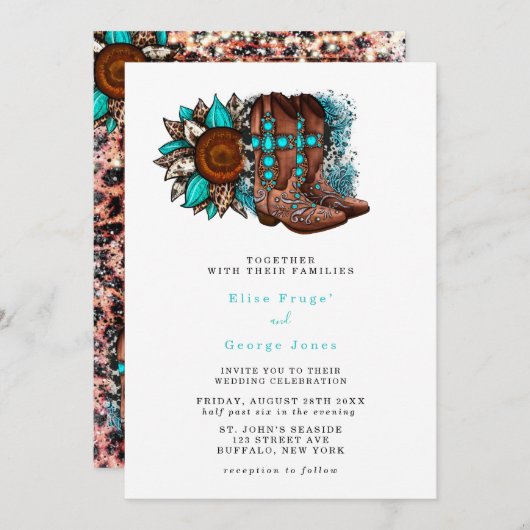 Land Cowboy Boots Barn Wedding Kaart (Voorkant / Achterkant)