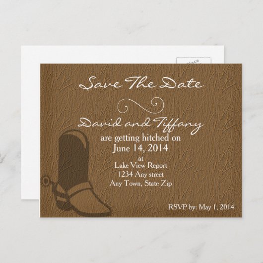Land Cowboy Boots Wedding Save the Date Kaarten (Voorkant / Achterkant)