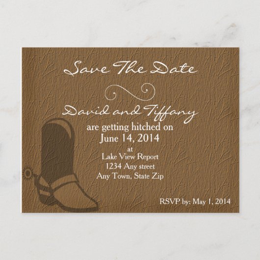 Land Cowboy Boots Wedding Save the Date Kaarten (Voorkant)