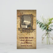  land cowboy bruiloft fotokaart save the date (Staand voorkant)