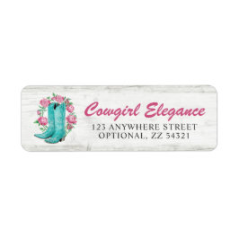 Land Cowgirl Boots Shabby Rozen Return Address Etiket