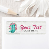 Land Cowgirl Boots & Shabby Rozen Rustige Wood Etiket (Insitu)