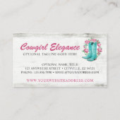 Land Cowgirl Boots & Shabby Rozen Rustige Wood Visitekaartje (Achterkant)