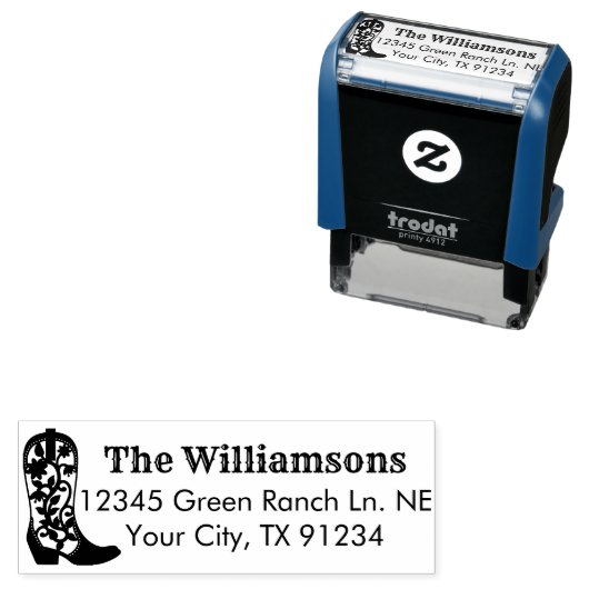 Land Cowgirl Riding Boot Return-adres Zelfinktende Stempel (In situ)