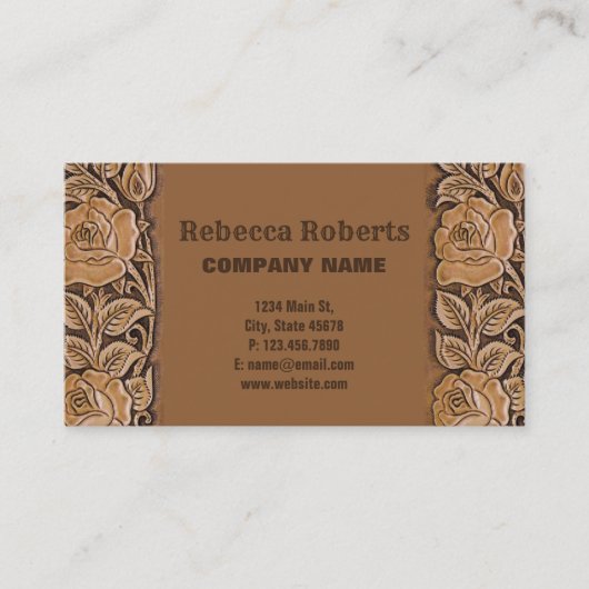  land cowgirl tooled leder western visitekaartje (Voorkant)