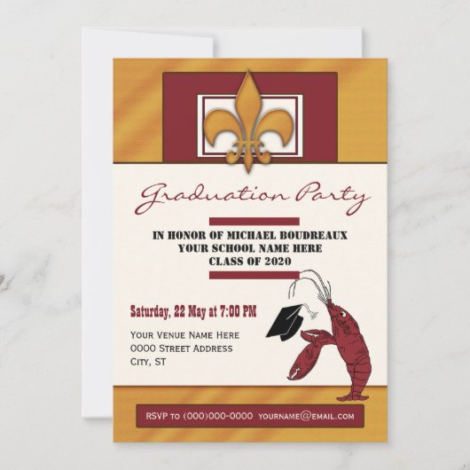 Land Crawfish Graduation Party Kaart (Voorkant)
