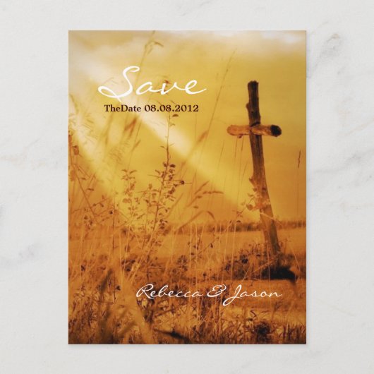 land cross bruiloft save the date aankondigingskaart (Voorkant)