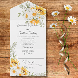 Land Daisies en Zonnebloemen All In One Uitnodiging