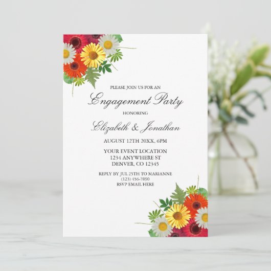 Land Daisies Engagement Party Kaart (Staand voorkant)