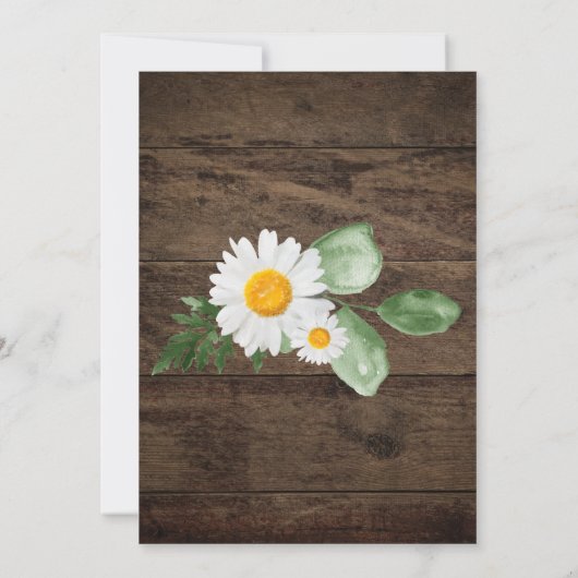 Land Daisy Spring Rustic Flower Wedding Invite Kaart (Achterkant)