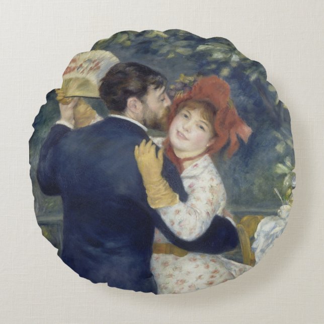 Land Dance - Renoir Impressionist Painting Rond Kussen (Voorkant)